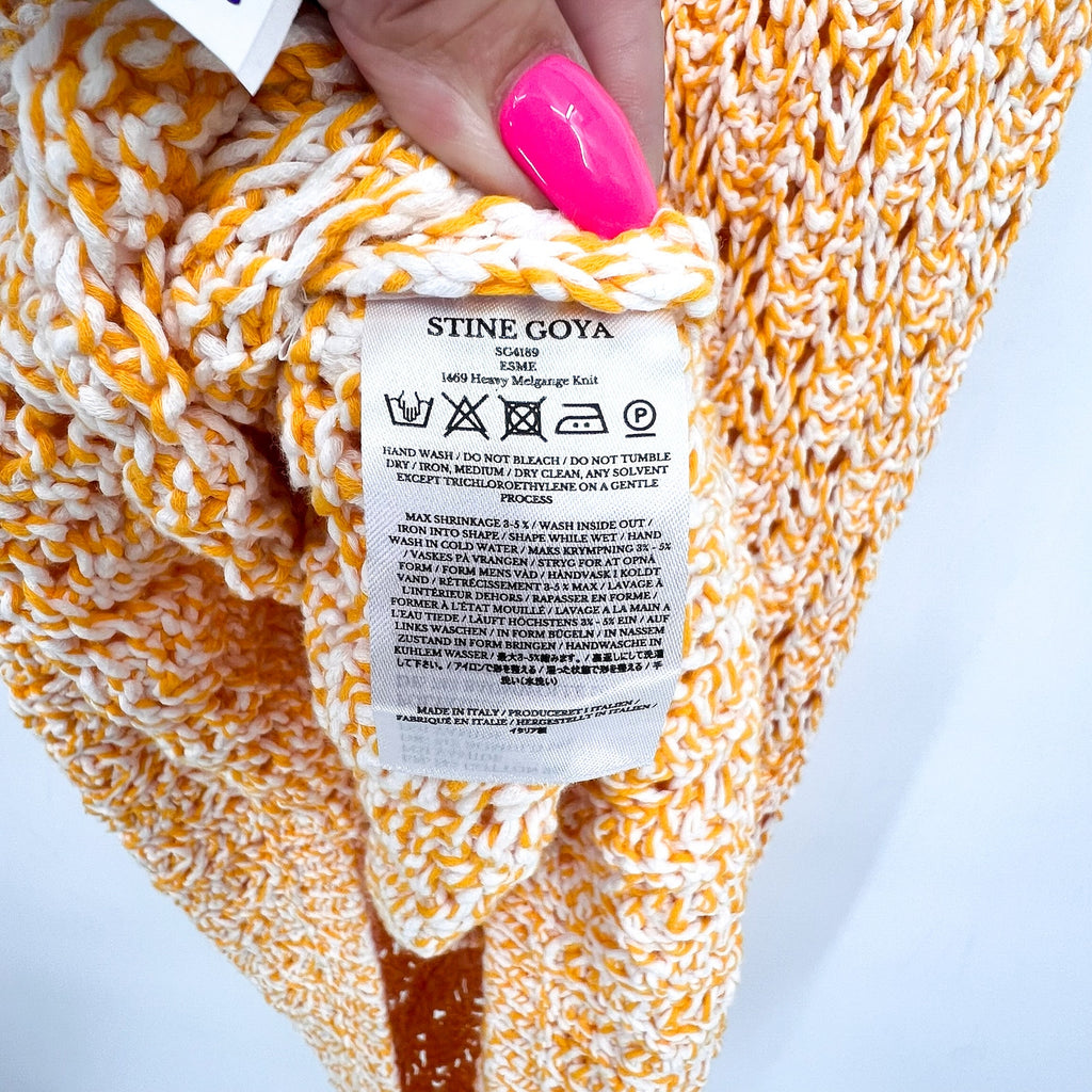 STINE GOYA Women's Knitted Esme Tank Dress Large Orange White Sleeveless NWOT