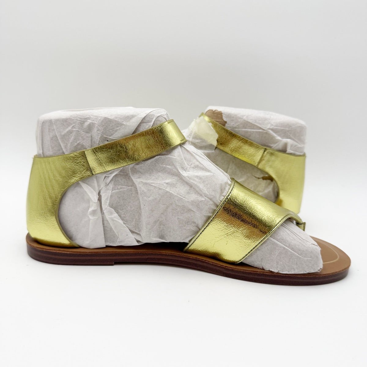 Franco Sarto Womens Ruth Ankle Strap Sandals Size 8 M Green Metallic NIB