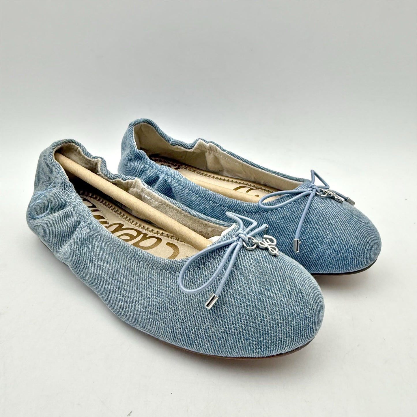 Sam Edelman Kids Felicia Ballet Flats US 1 M EU 32 Blue Denim Leather NIB
