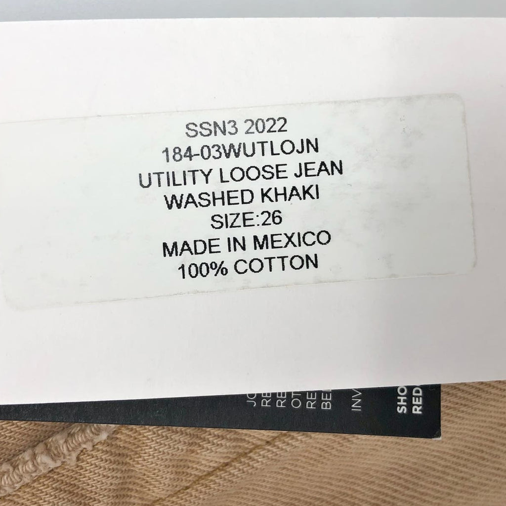RE/DONE Womens Utility Loose Jeans US 2 26 Tan Washed Khaki Relaxed Straight NWT