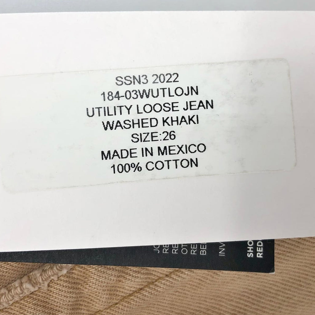 RE/DONE Womens Utility Loose Jeans US 2 26 Tan Washed Khaki Relaxed Straight NWT