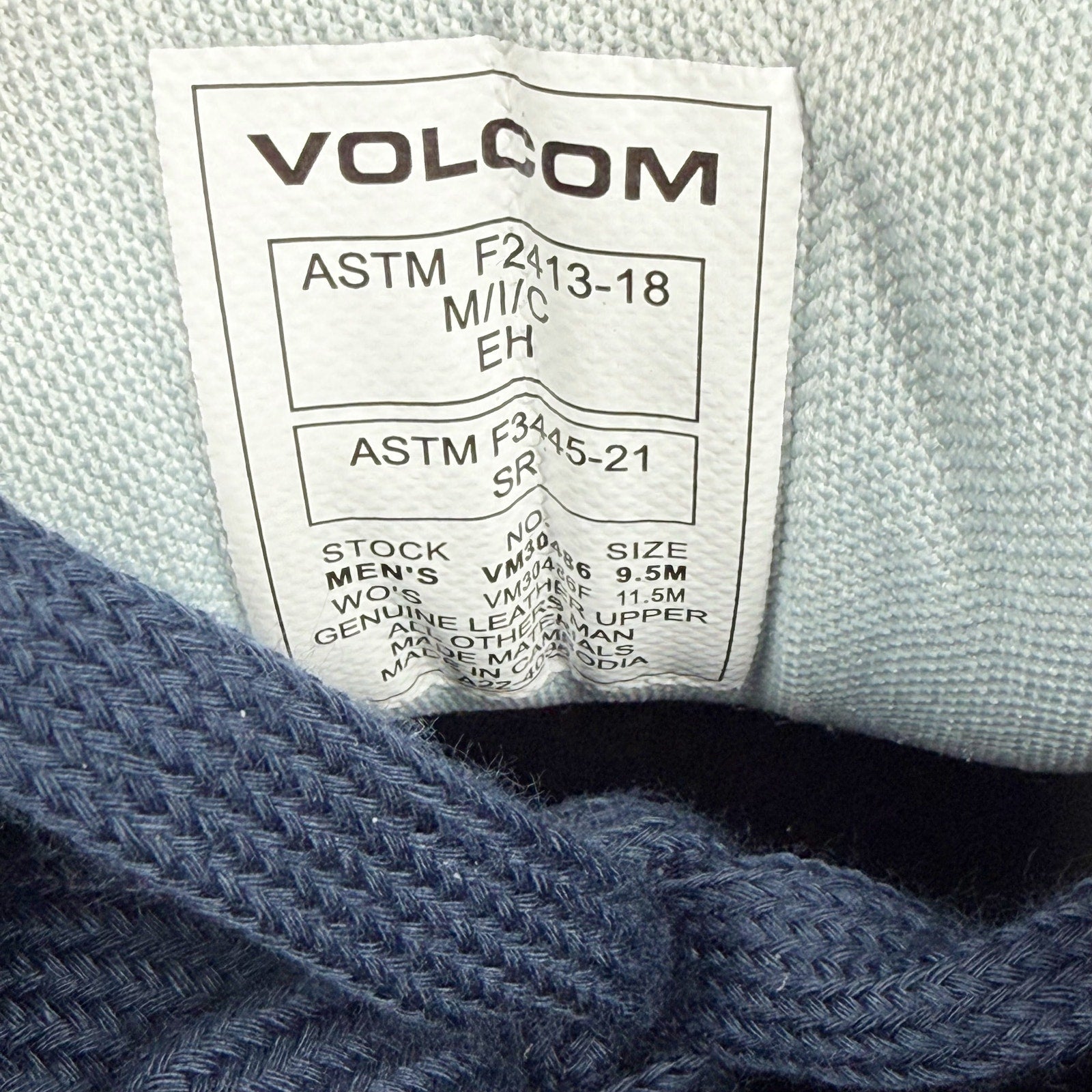 Volcom Mens Stone Comp Toe Work Shoes US 9.5 Navy Blue Leather EH SR NIB