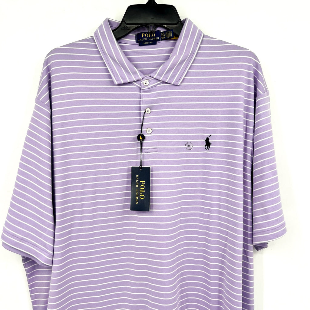 POLO RALPH LAUREN Classic-Fit Polo Shirt XXL Purple White Stripe Soft Cotton NWT