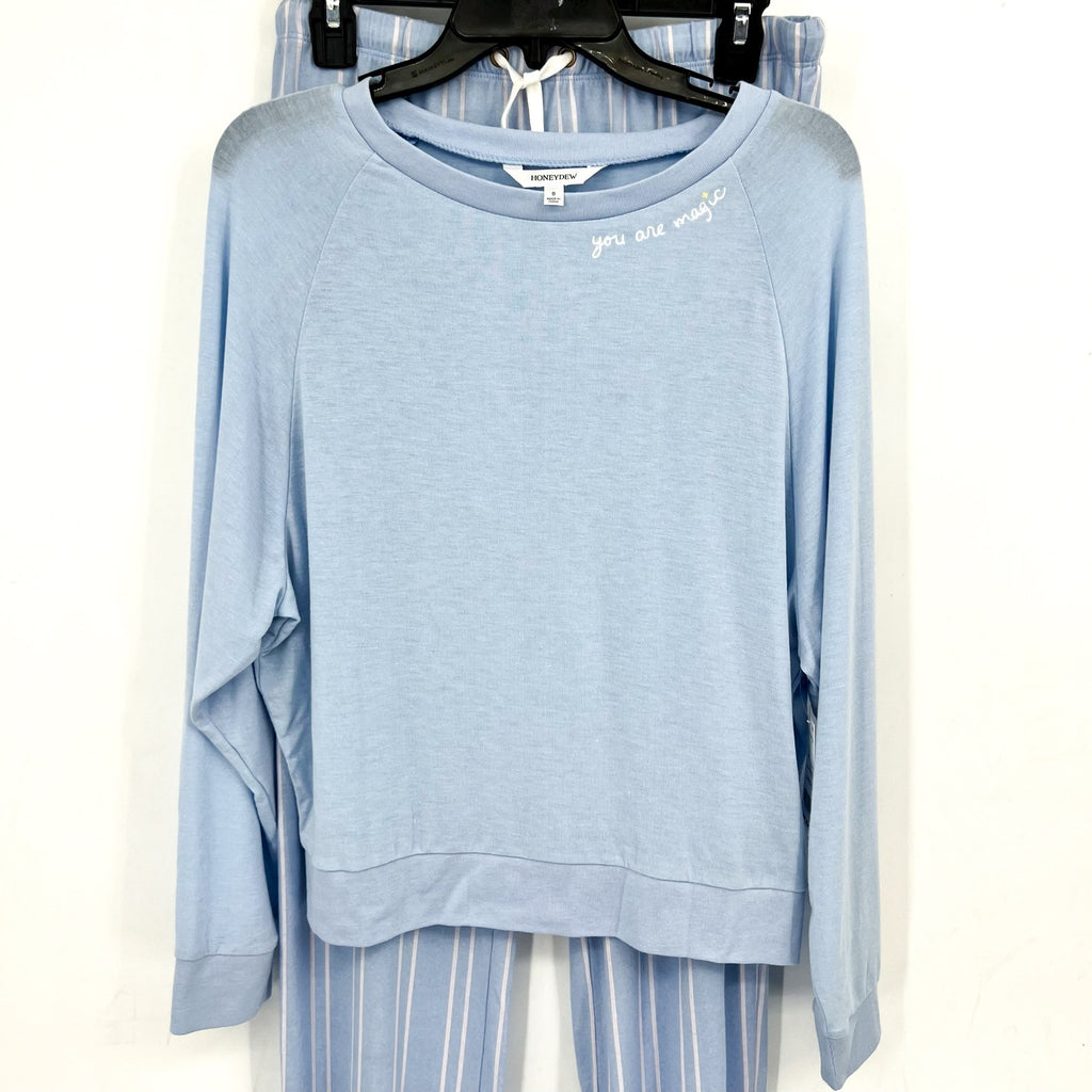 HONEYDEW Star Seeker Brushed Jersey Pajama Set Small Blue Moonstruck Stripe NWT