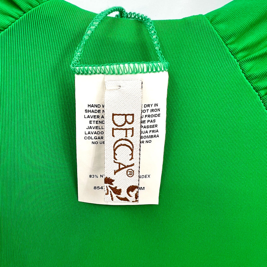 BECCA Women's Color Code French Cut Bikini Bottom XS Emerald Green Shirred NWOT