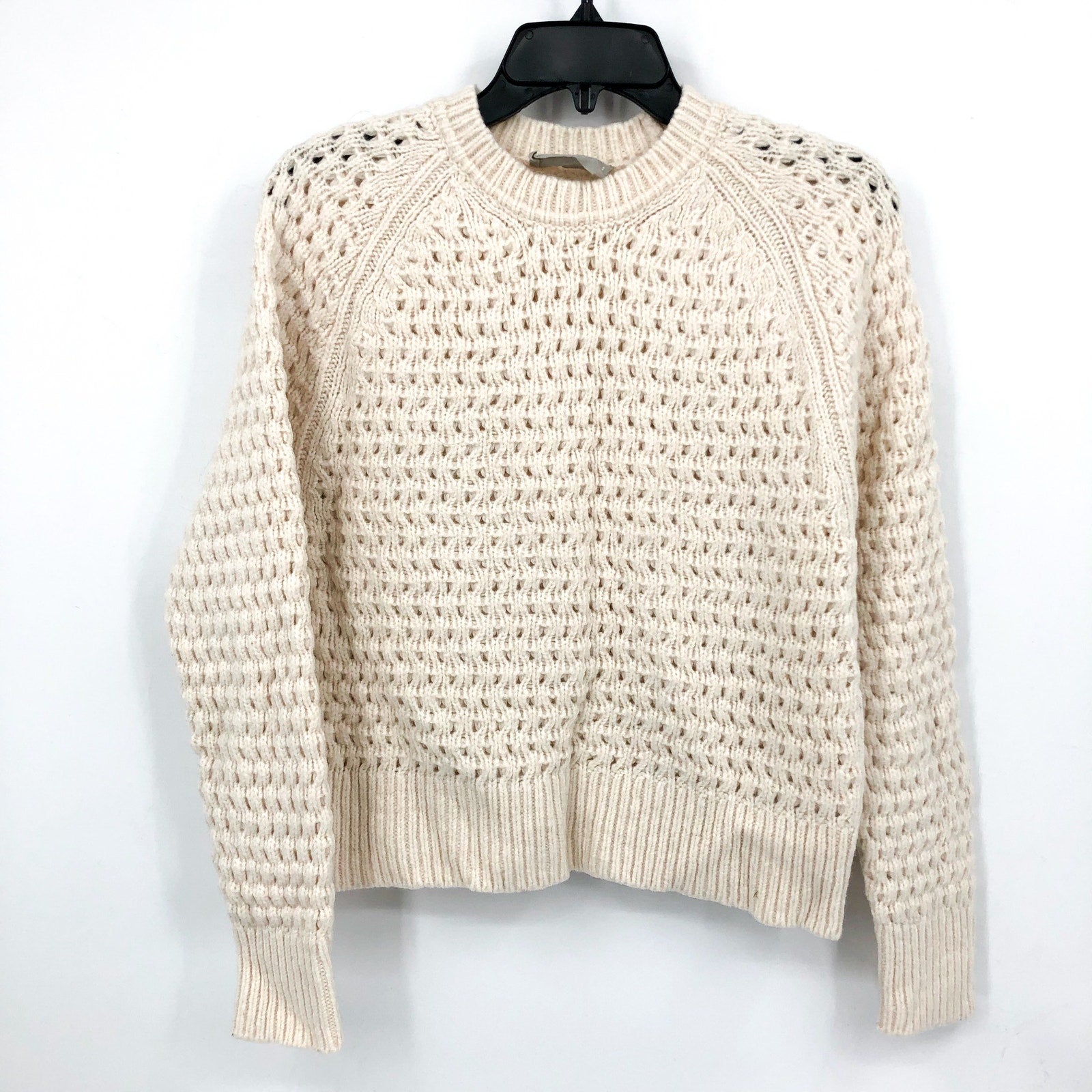 Everlane Womens Cloud Oversized Crew Sweater Small Cream Bone Textured Knit NWOT
