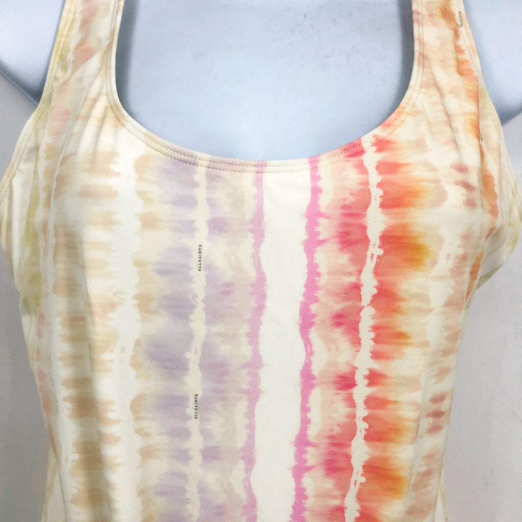 ALLSAINTS Women's Niki Marea Swimsuit One Piece Large Rainbow Pastel NWT