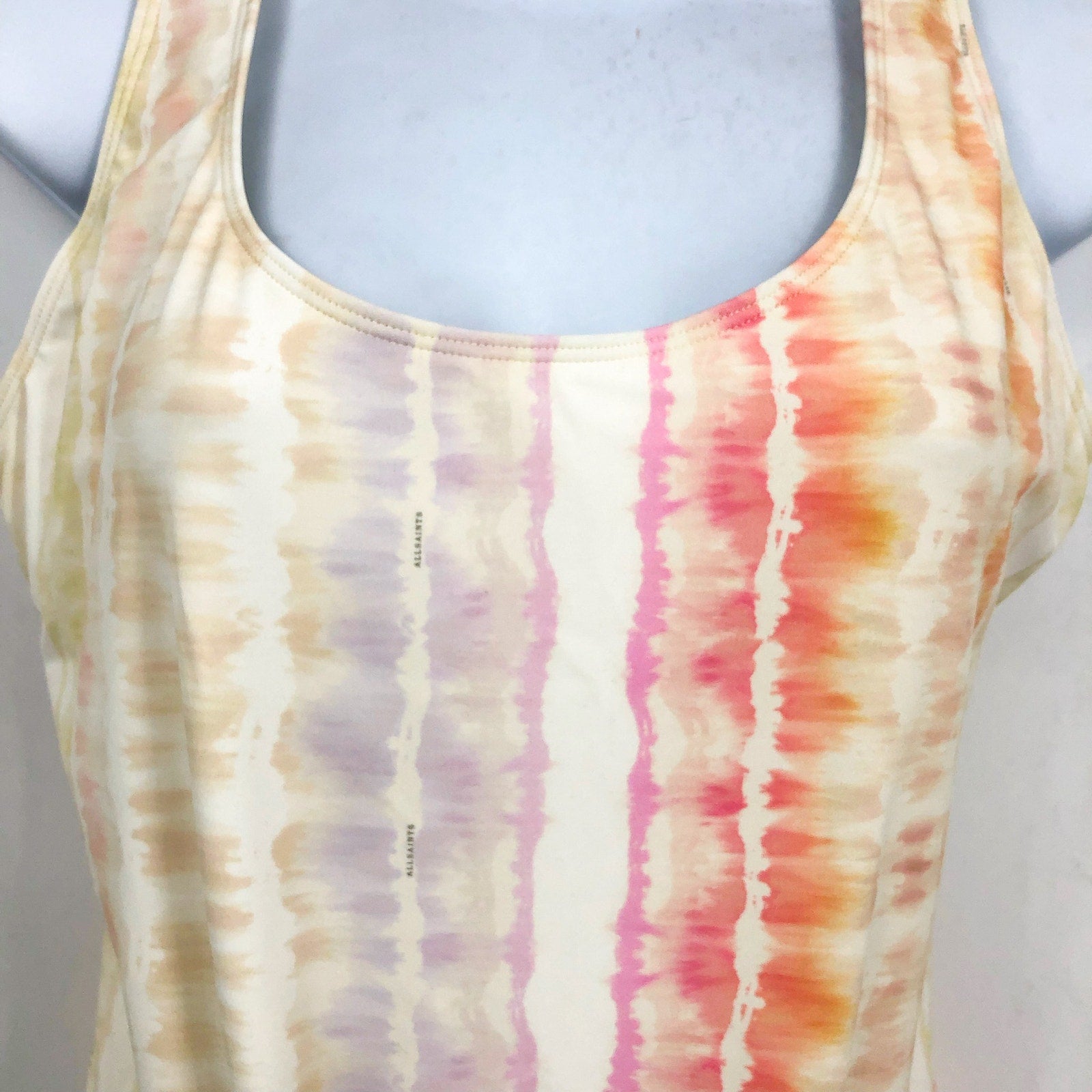 ALLSAINTS Women's Niki Marea Swimsuit One Piece Large Rainbow Pastel NWT