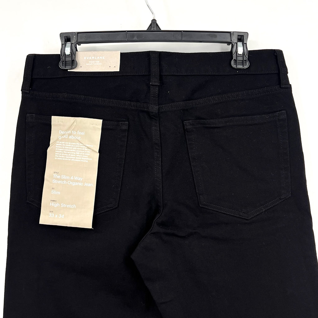 EVERLANE Uniform Men's Slim Jeans 33x34 Black 4-Way Stretch Organic Cotton NWT