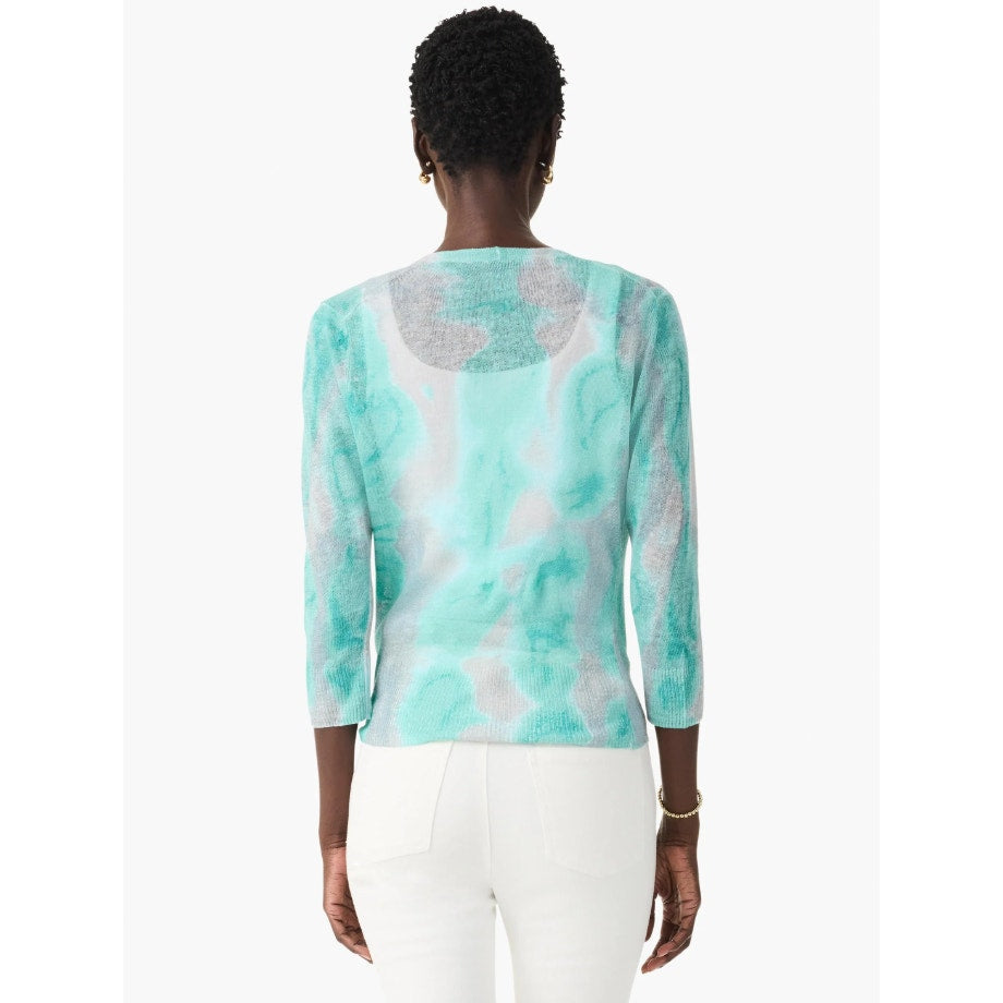 NIC + ZOE Women's Watercolor Waves 4-Way Cardigan Medium Green Grey Top NWT
