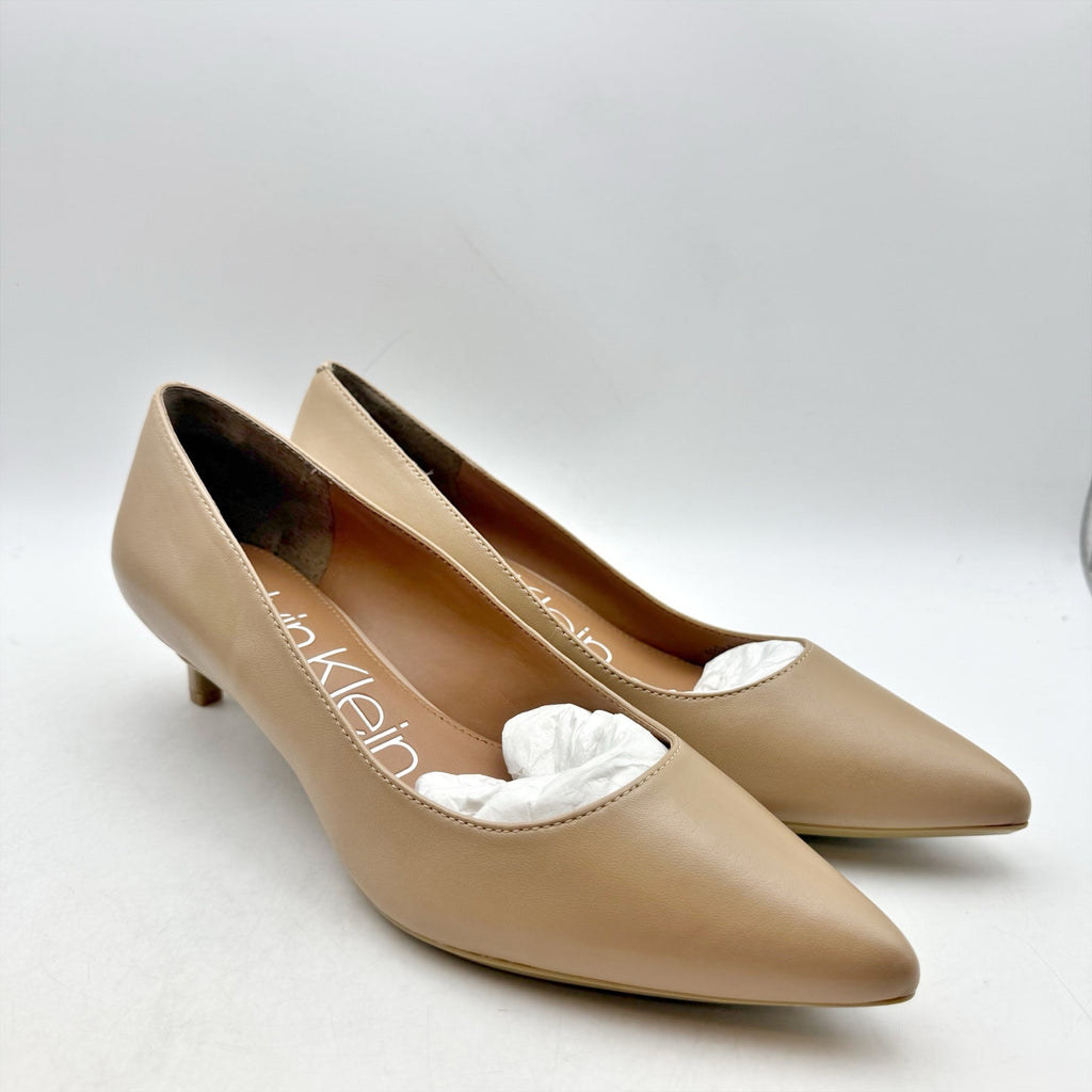 Calvin Klein Womens Gabrianna Pumps Size 9.5 M Sand Beige Leather Heels NWOB