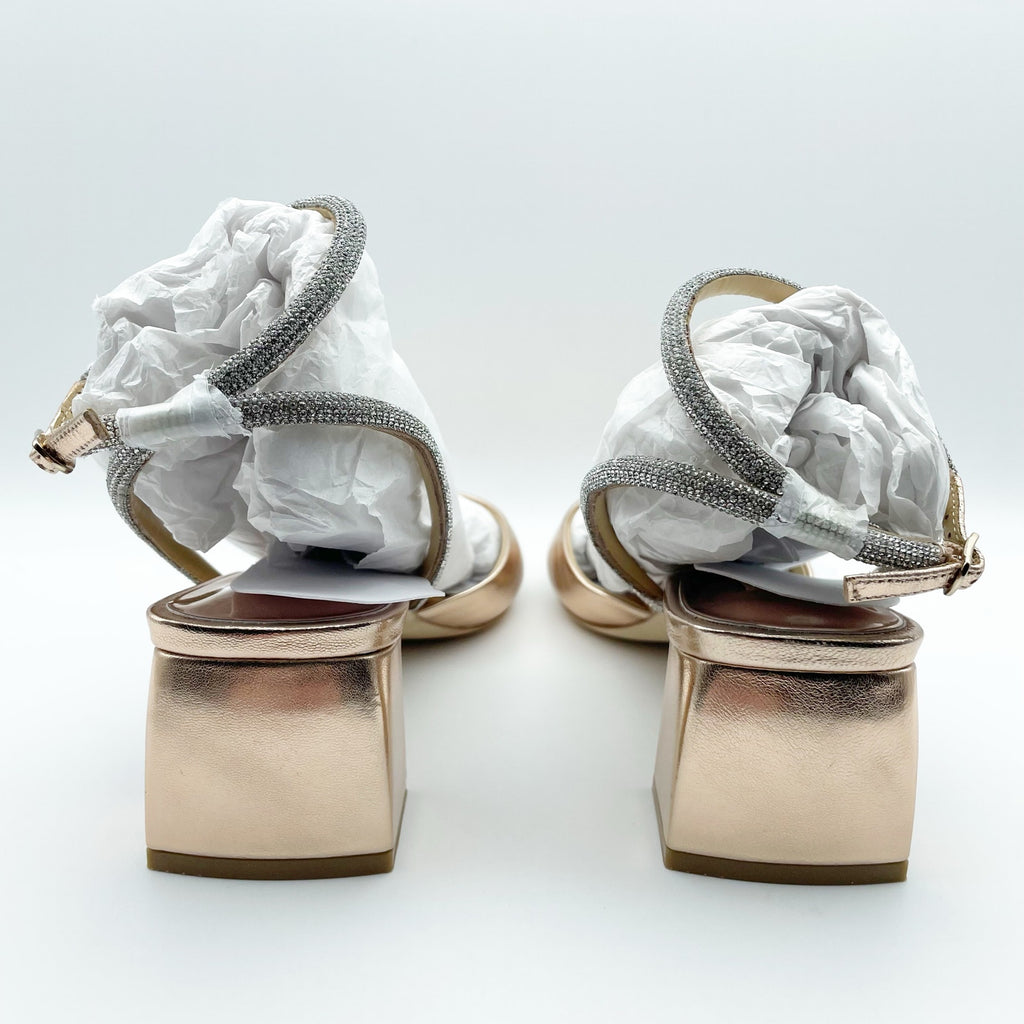 Badgley Mischka Womens Infinity II Heel Sandals US 8 EU 38.5 Champagne Pink NIB