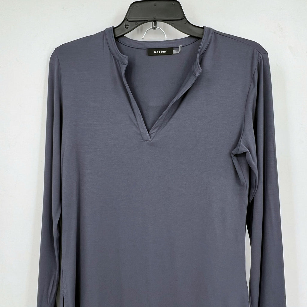 NATORI Women's Feathers Essentials Pajama Set XS Blue Long Sleeve Jersey NWT