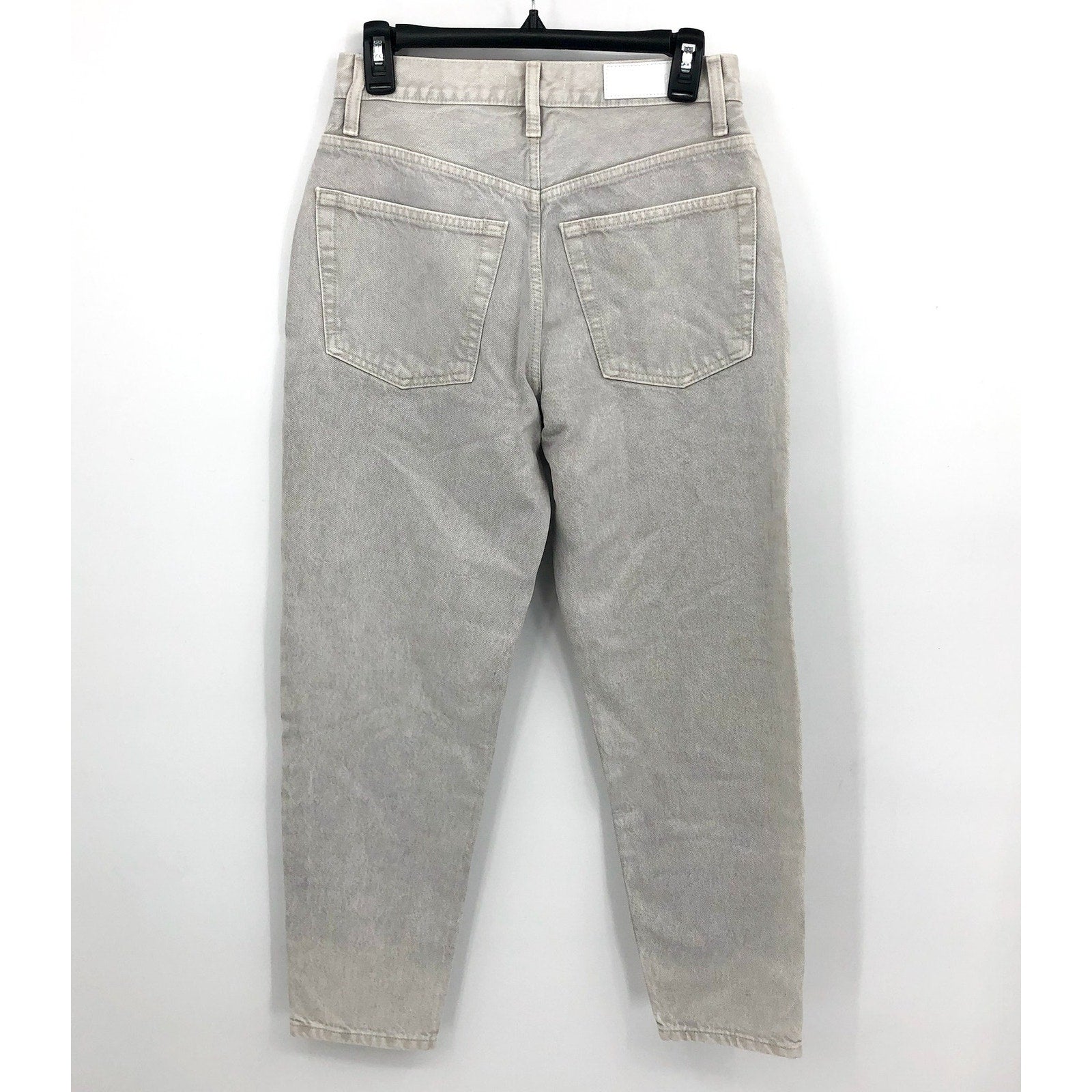 RE/DONE Women's High-Rise Tapered Jeans 2/26 Light Grey Rigid Denim Relaxed NWOT