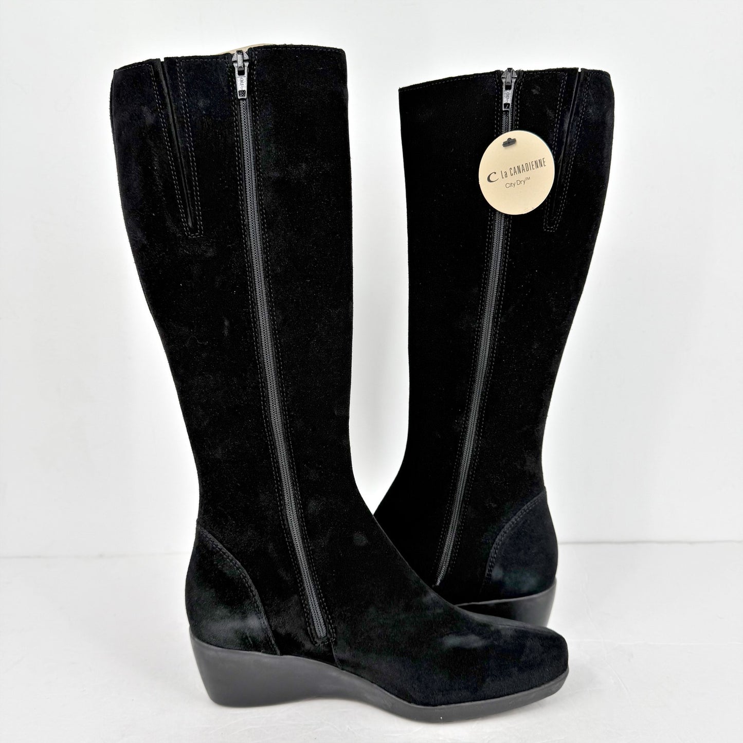 La Canadienne Womens Evah Boots US 6.5M EU 37 Black Suede Waterproof NIB