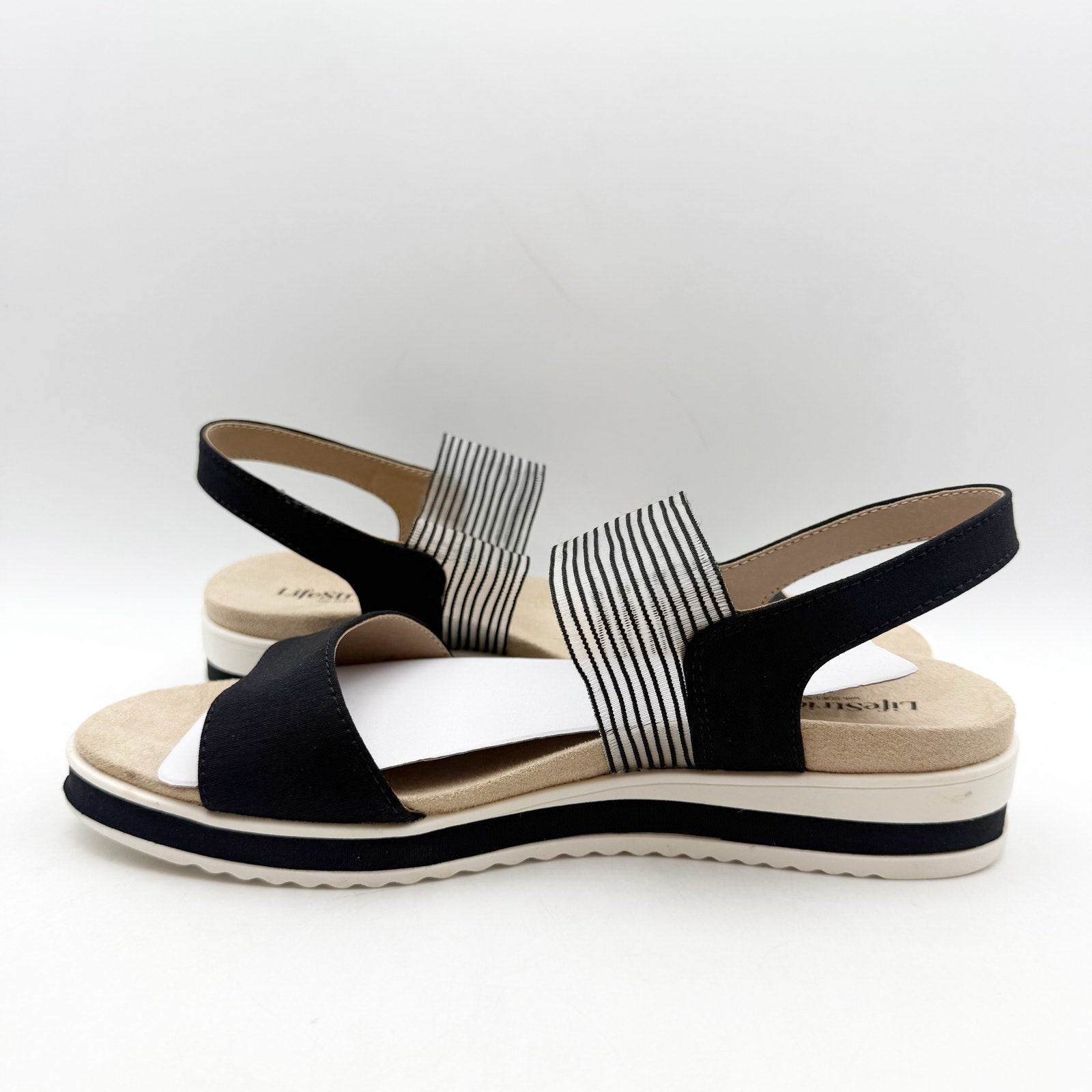 LifeStride Womens Zing Platform Sandals US 7.5 M EU 38 Black NIB