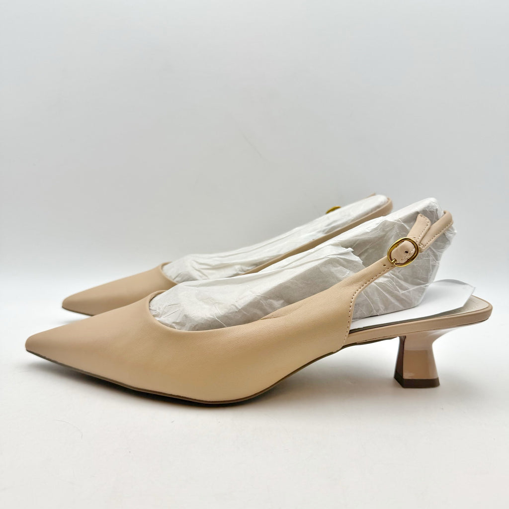Franco Sarto Womens Jaden Slingback Pumps US 9.5 Wide EU 40.5 Nude Beige NIB
