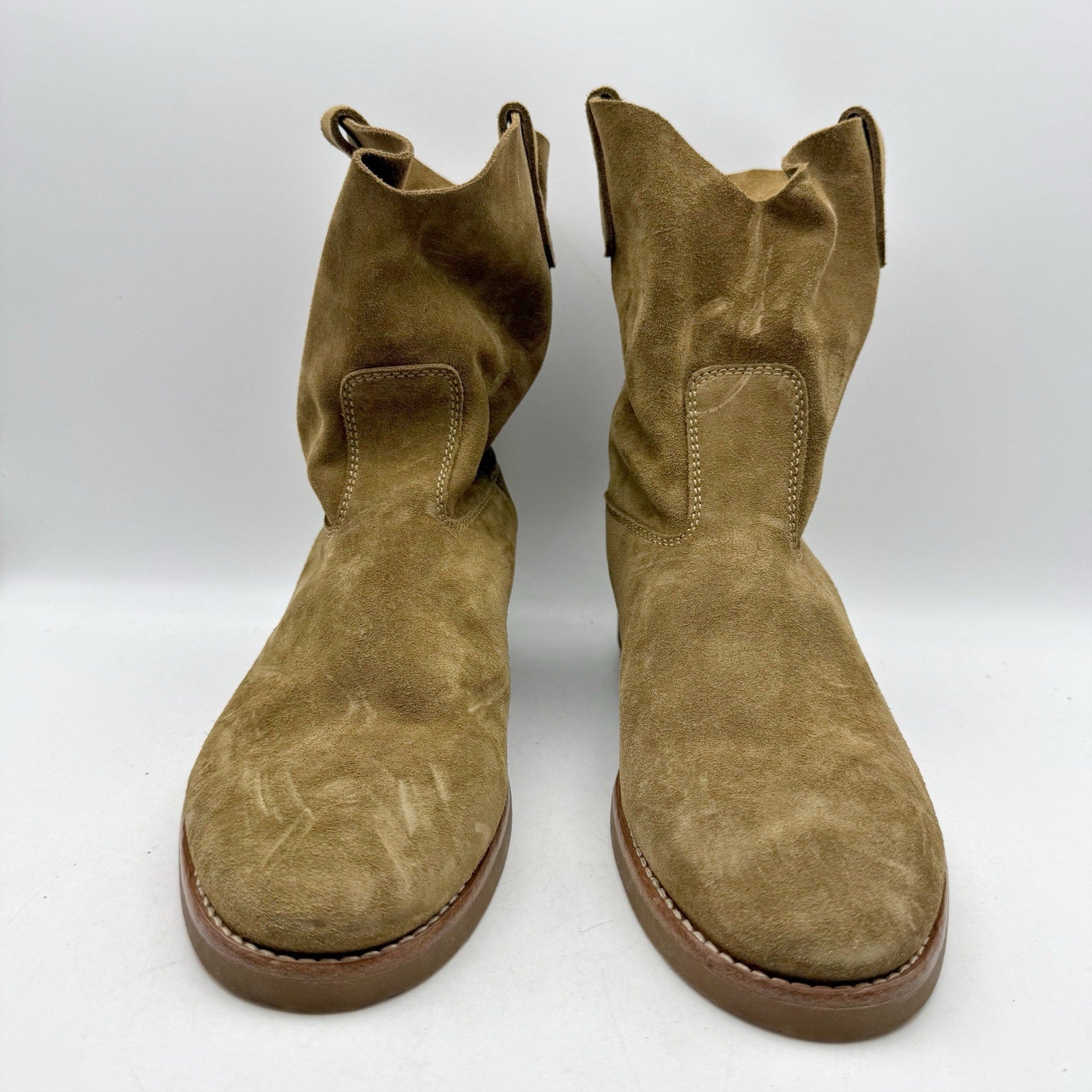 RE/DONE Womens 60s Camarguaise Ankle Boots EU 40 US 10 Olive Brown Suede NWOB