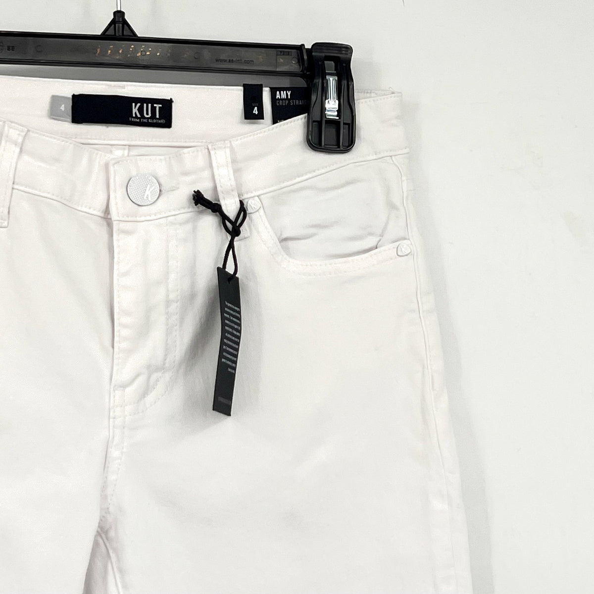 KUT FROM THE KLOTH Amy Crop Straight Leg Jeans Size 4 White Mid Rise NWT