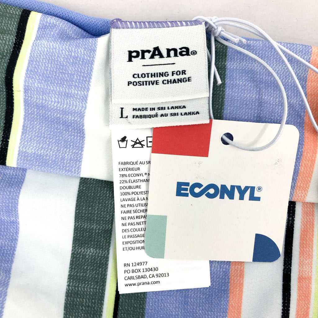 PRANA Women's Marta Bikini Bottom Large Blue Morning Glory Stripe Hipster NWT