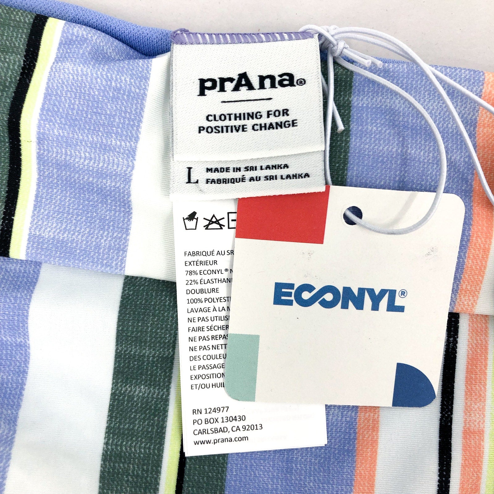 PRANA Women's Marta Bikini Bottom Large Blue Morning Glory Stripe Hipster NWT