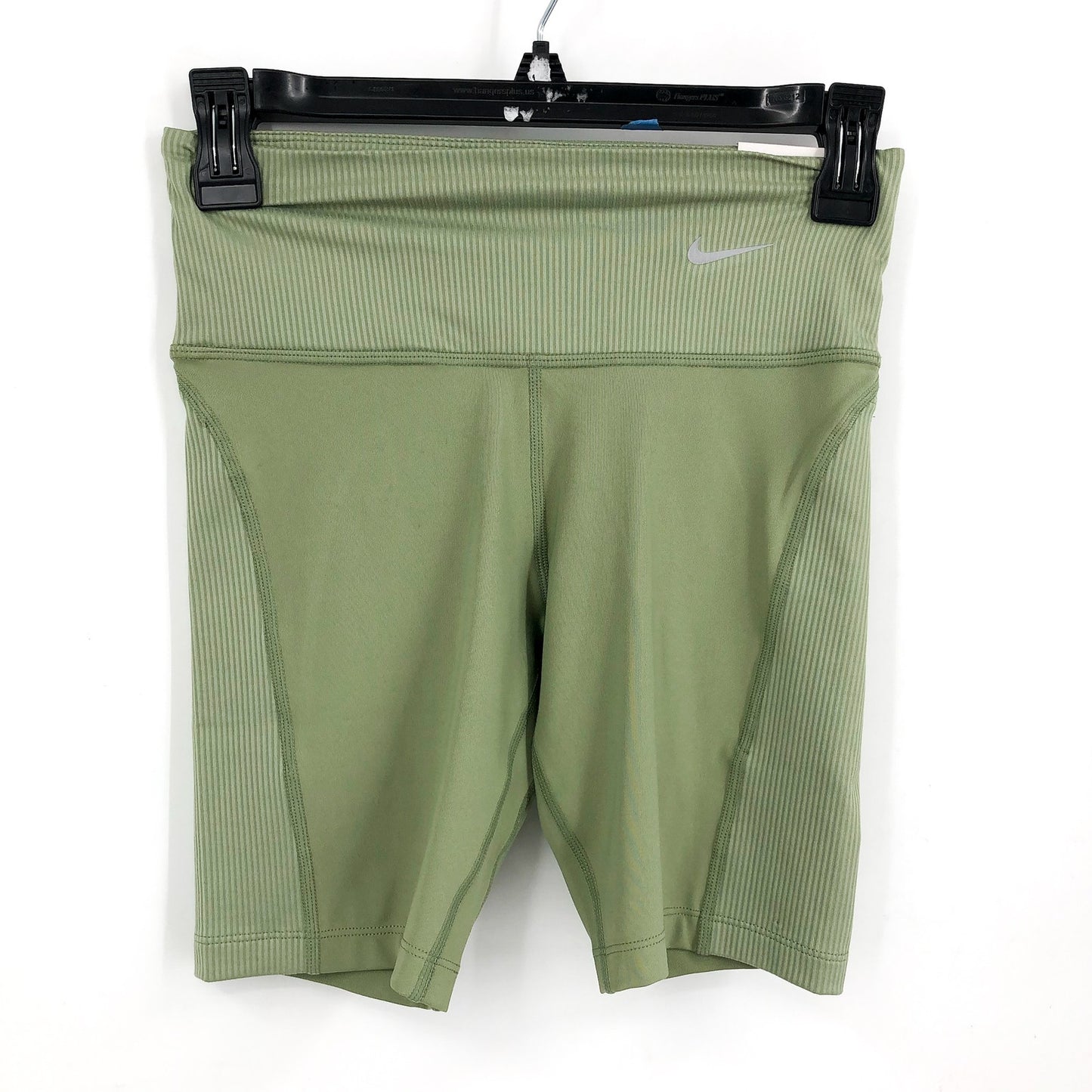 NIKE Womens Tight Athletic Running Shorts XS Olive Green Mid-Rise Ribbed NWT