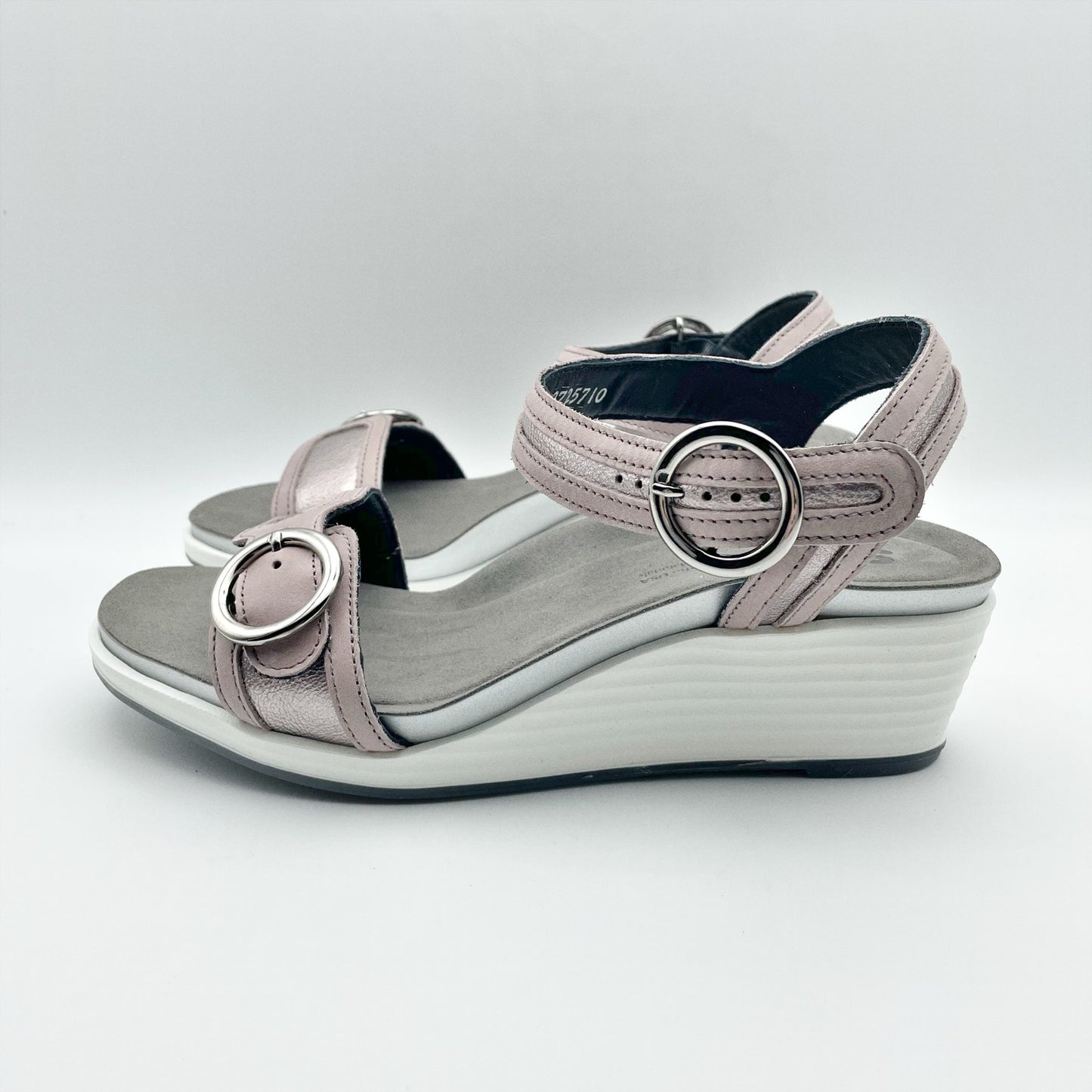 SAS Womens Seight Wedge Sandal US 8.5WW Purple Silver Leather NIB