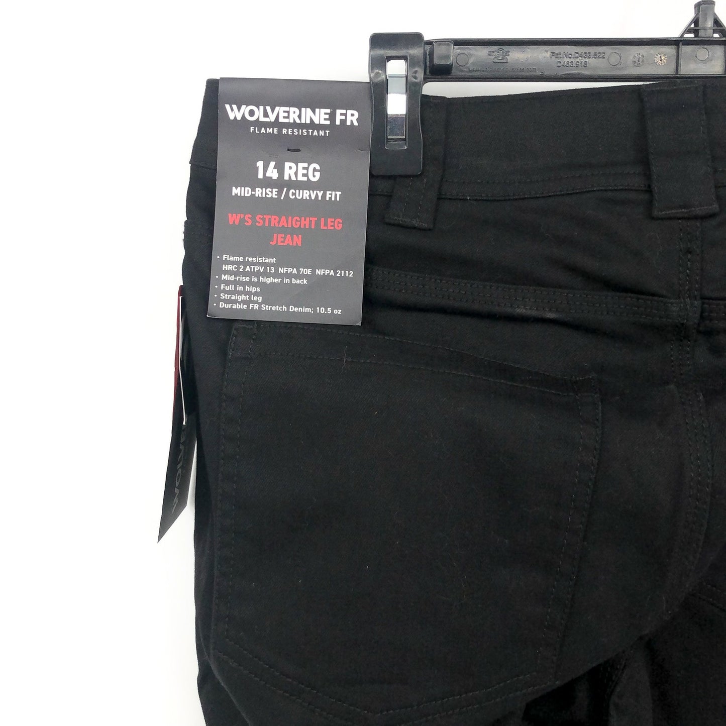 WOLVERINE Women's FR Flame Resistant Straight Jeans Size 14 Black Stretch NWT