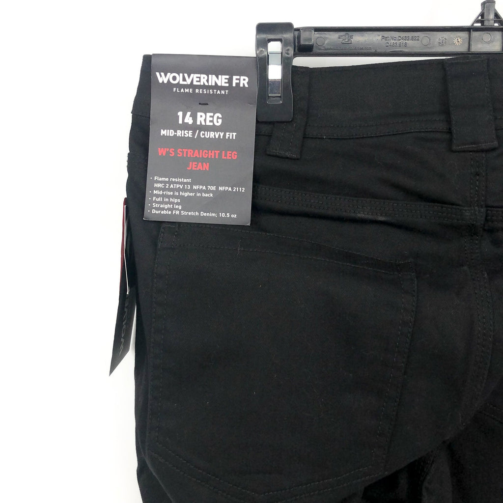 WOLVERINE Women's FR Flame Resistant Straight Jeans Size 14 Black Stretch NWT