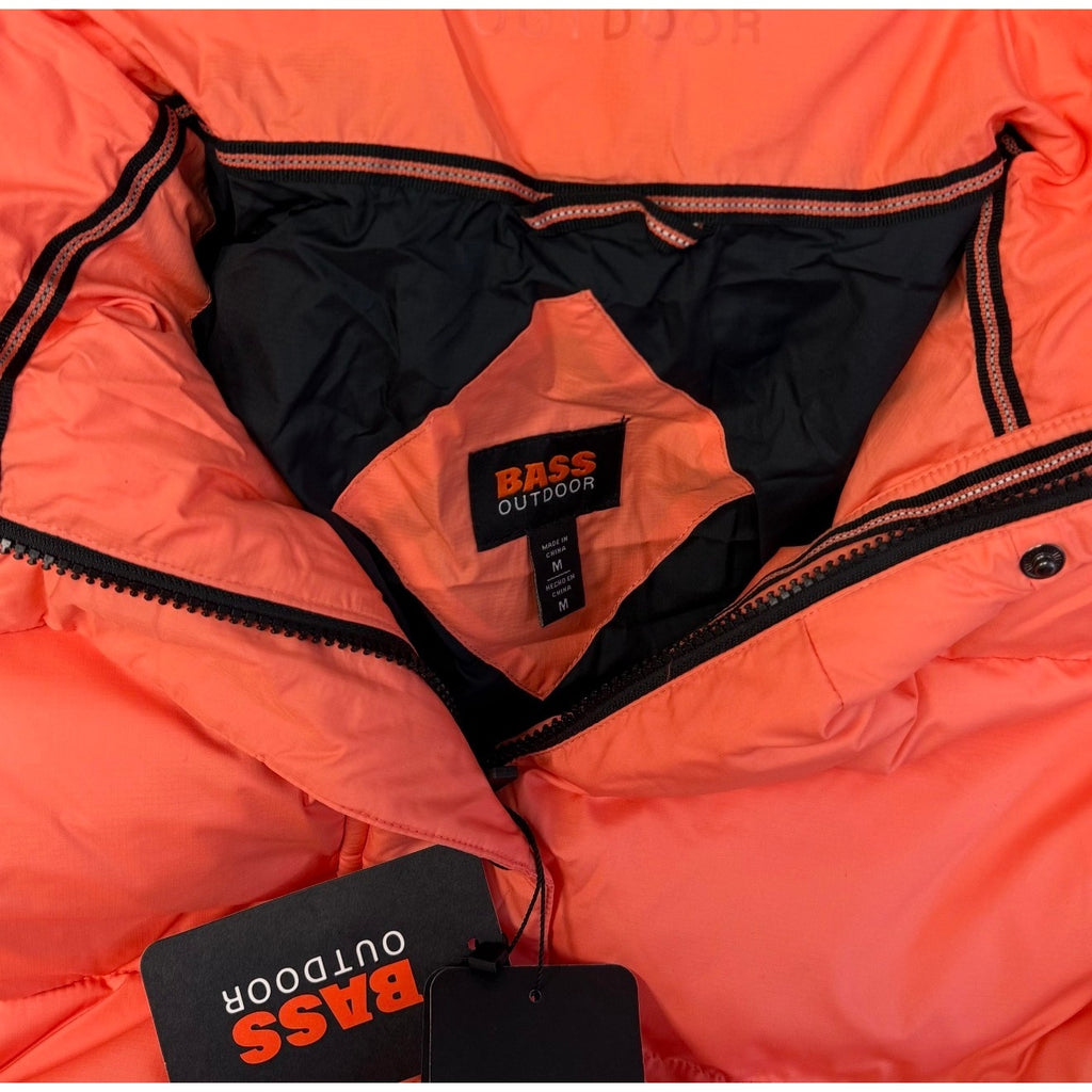 Bass Outdoors Womens Discovery Puffer Coat Medium Orange Living Coral NWT