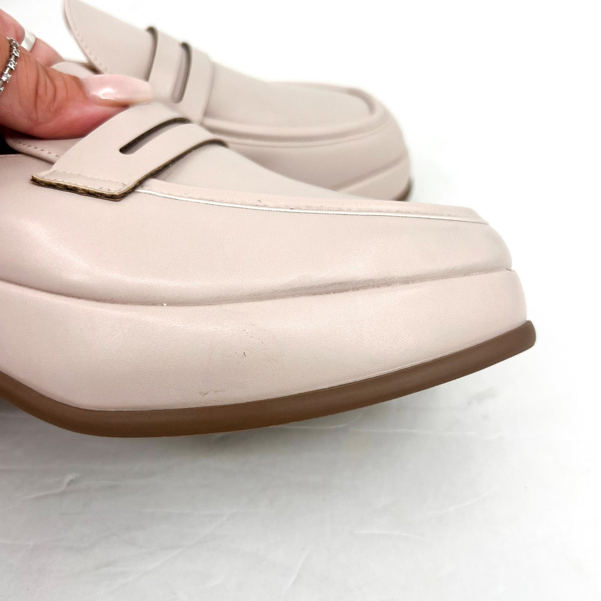 JOURNEE COLLECTION Women's Antonina Platform Loafer Mule Size 6.5 Cream Bone NIB