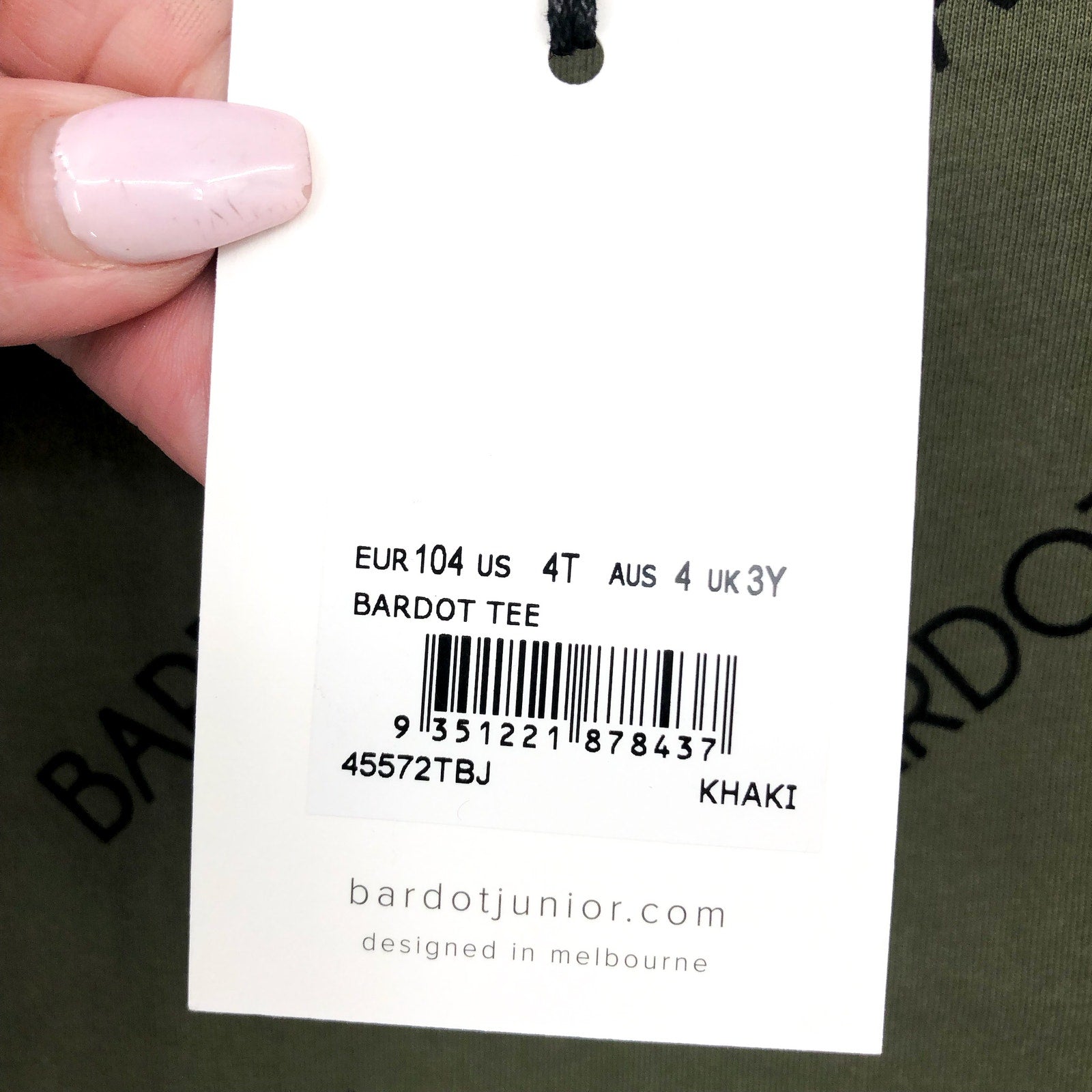 BARDOT JUNIOR Toddler Bardot Tee 4T Khaki Green Short Sleeves NWT