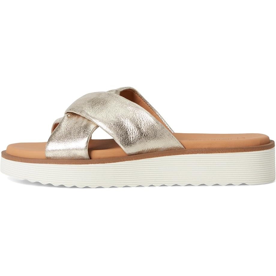 Johnston & Murphy Womens Mitzi Knotted Slide Sandals Size 9 Gold Champagne NIB