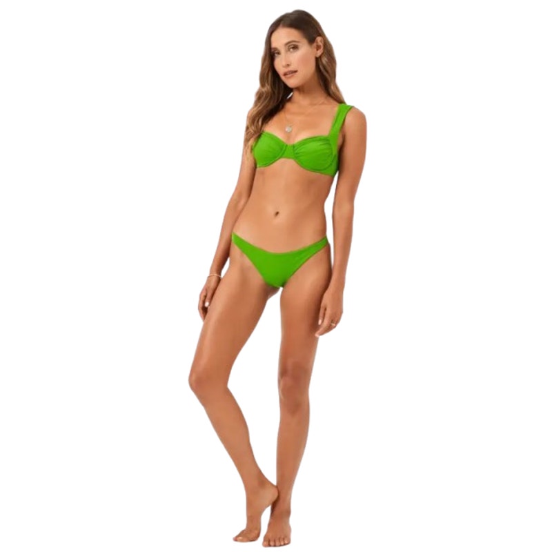 L*SPACE Women's Camacho Classic Bikini Bottom XS Green Cheeky Low Rise NWT