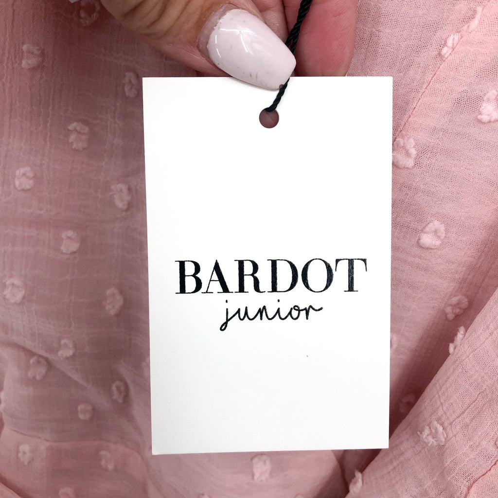 BARDOT JUNIOR Girls Mimi Dobby Dress Size 14 Pink Potpourri Lace Ruffle NWT
