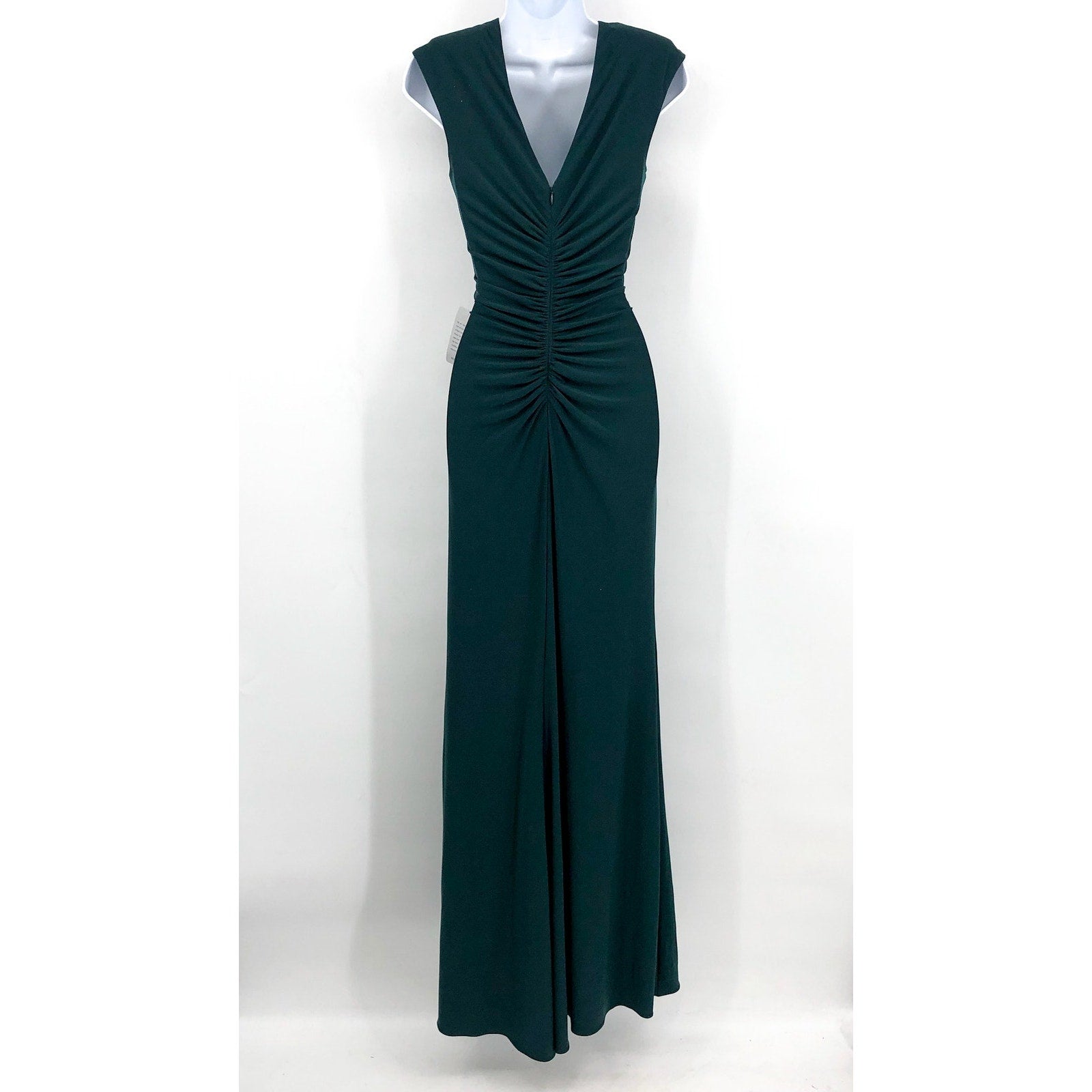 XSCAPE Women's Ruffle Front Gown Dress Size 4 Pine Green Long Dress NWT