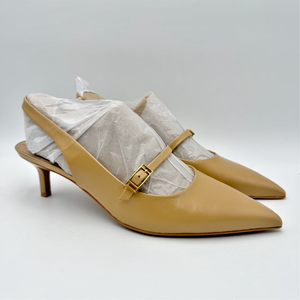 Franco Sarto Womens Khloe Slingback Pumps Size 8 Nude Beige Patent Leather NWOB