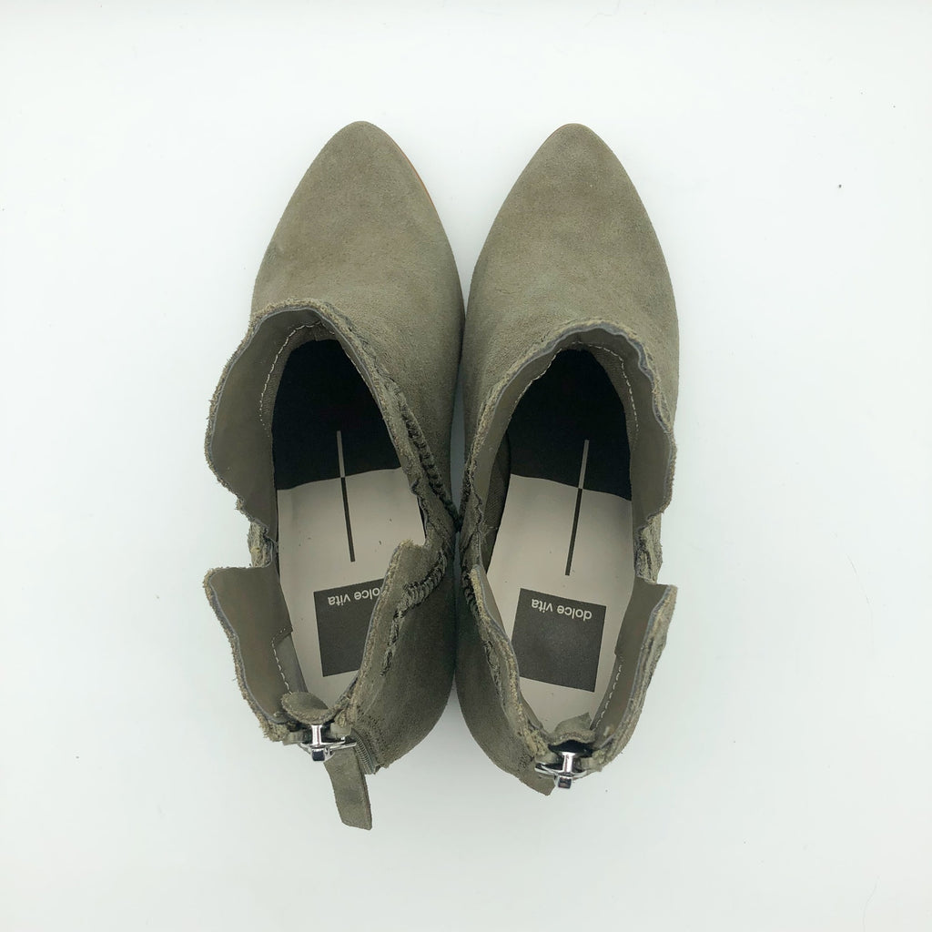 Dolce Vita Womens Dylan Ankle Booties Size 6 Green Textured Heel Suede NWOB