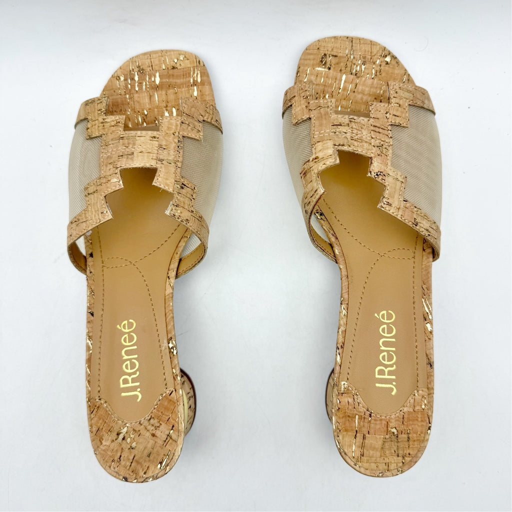 J. Renee Womens Amorra Heeled Sandals US 8.5 M Natural Gold NWOB