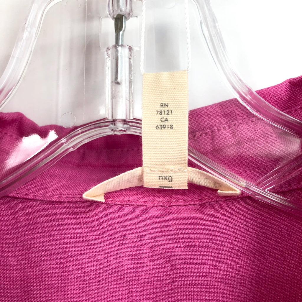 EILEEN FISHER Women's Button-Up Shirt Medium Pink Organic Linen Long Sleeve NWOT
