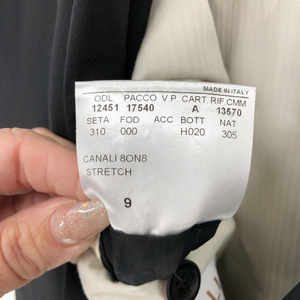 CANALI Travels Sport Coat Jacket US 42R IT 52R Black Wool 8ON8 Stretch NWOT