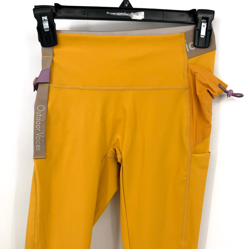 OUTDOOR VOICES Women's Snacks 7/8 Leggings XS Yellow Cider Mini Sidepack NWT