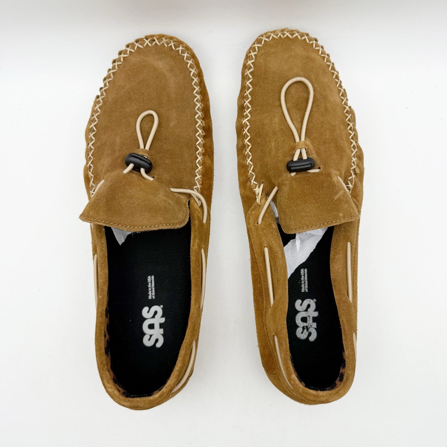 SAS Womens Running Late-X Loafers US 10.5 M EU 42 Tan Leather Slip On NIB