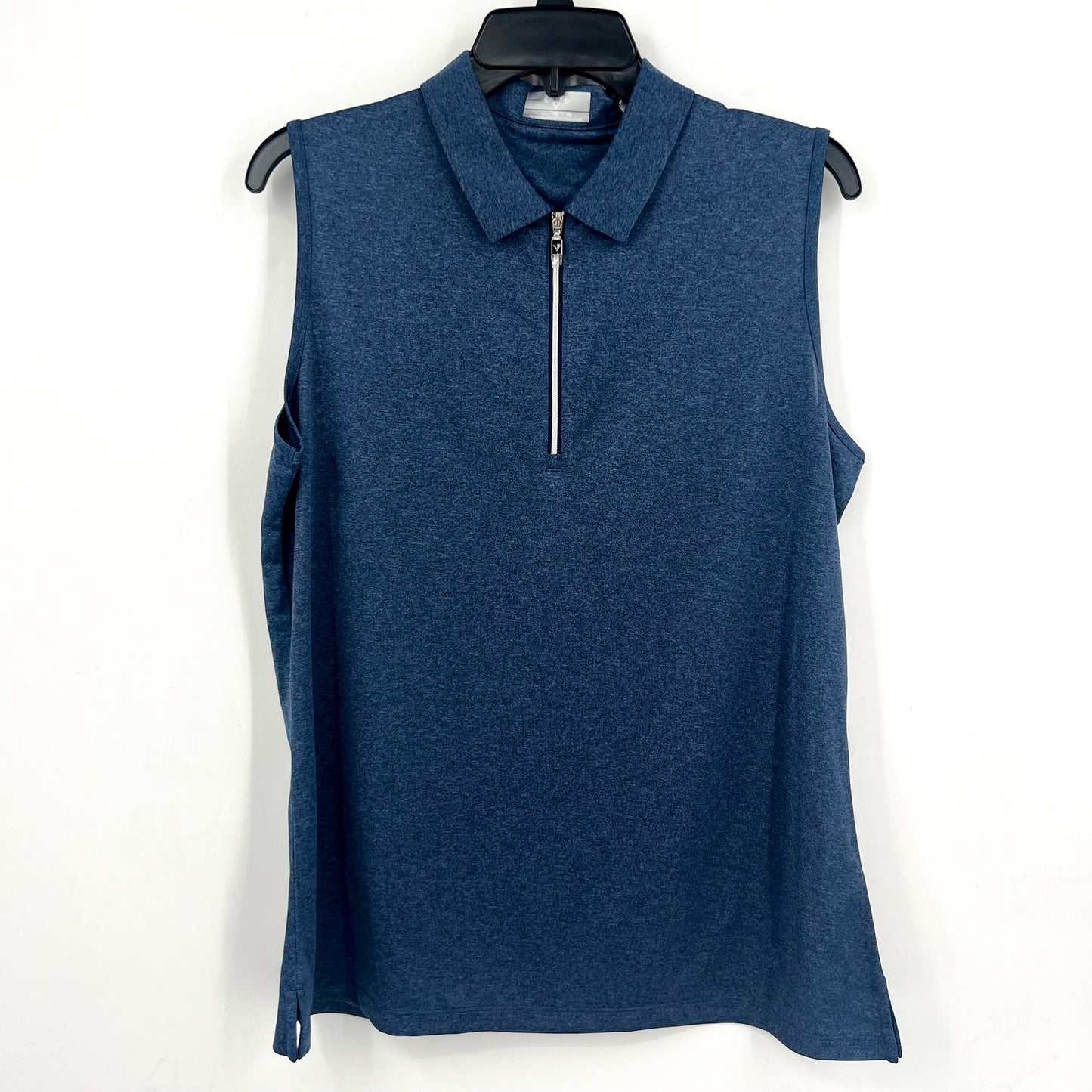 CALLAWAY Women's 1/4 Zip Sleeveless Polo Shirt XL Blue True Navy Heather NWT