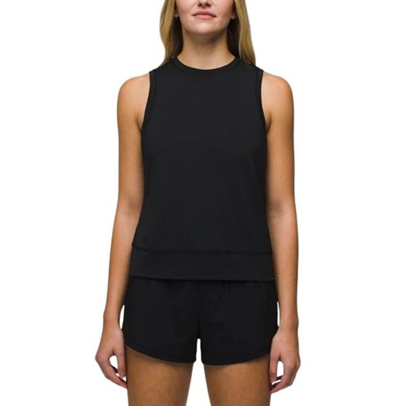 PRANA Women's Sol Searcher Tank Top Large Black Stretch UPF 50+ NWT