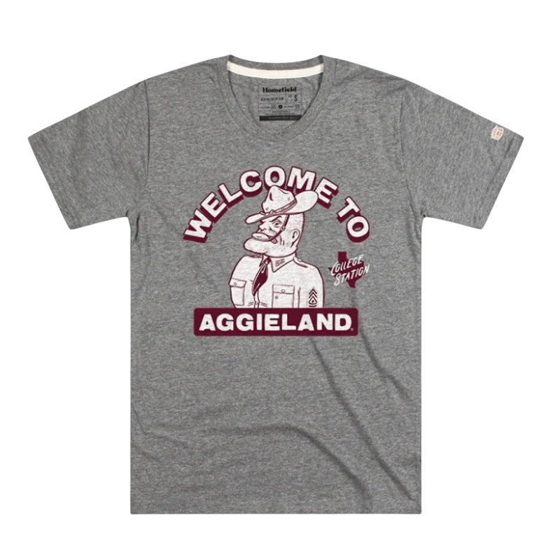 HOMEFIELD Mens Texas A&M Welcome to Aggieland T-Shirt XL Heather Grey NWT