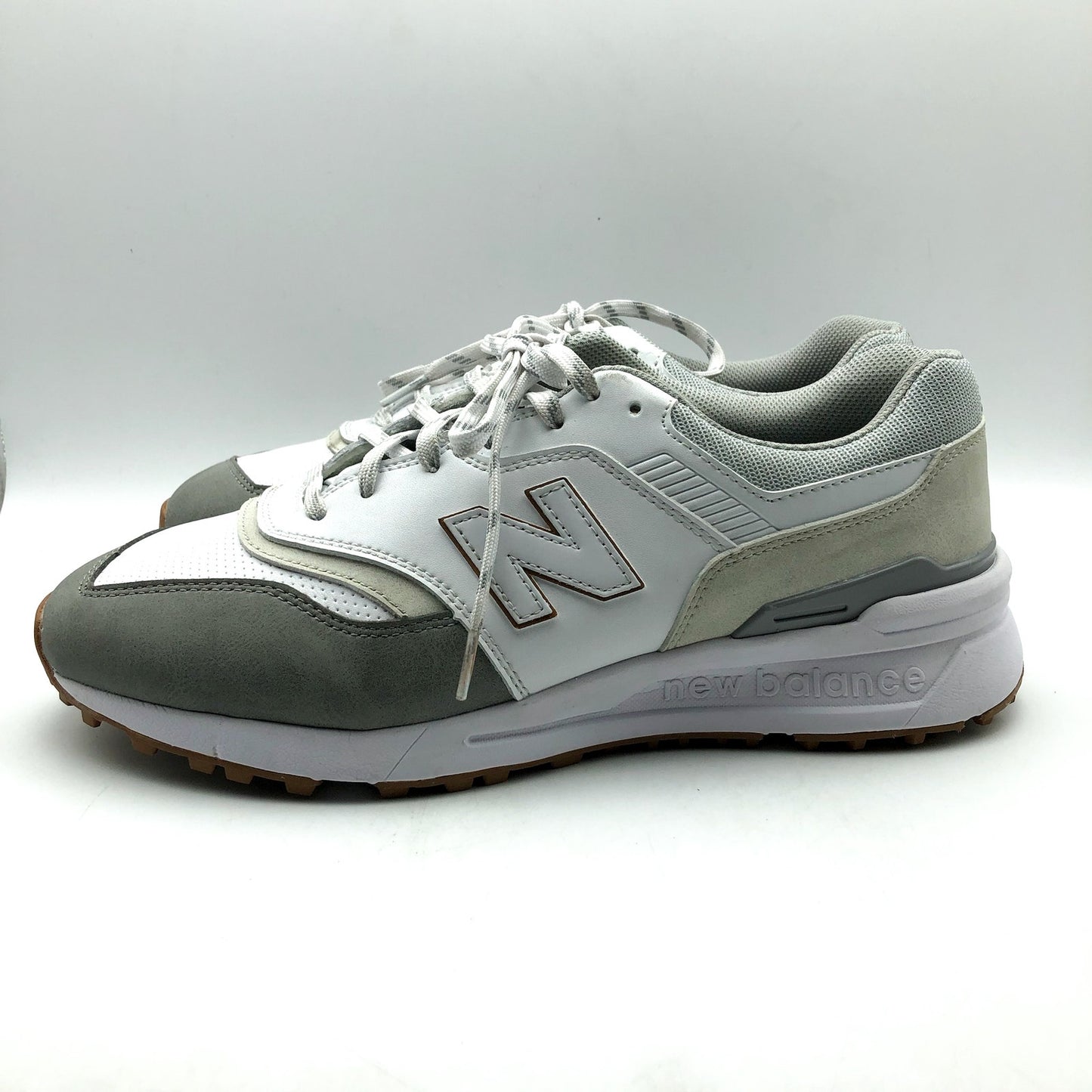 New Balance Mens 997 SL Golf Sneakers US 10.5 Wide White Leather Lace Up NIB