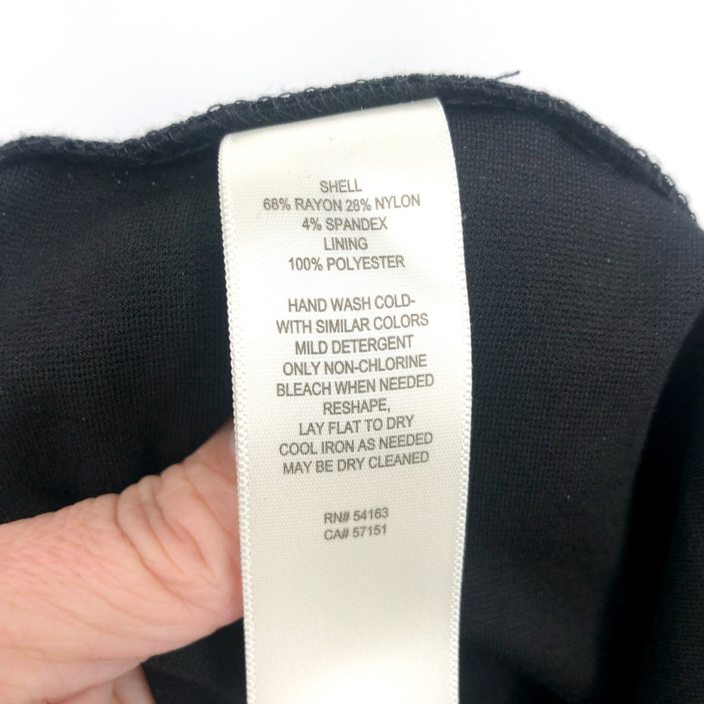ELIZA J Pleated Faux Wrap Dress Size 14 Black Long Sleeve Knee Length NWT
