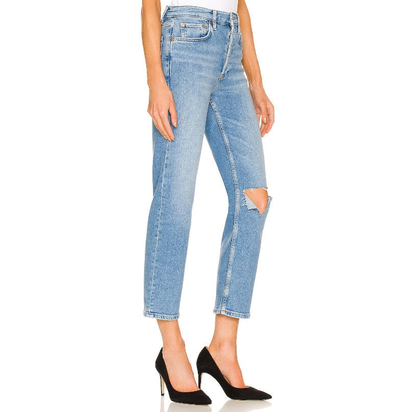 RE/DONE Womens Originals 70s Stovepipe Jeans 26x27 US 4 Rodeo Indigo Blue NWT