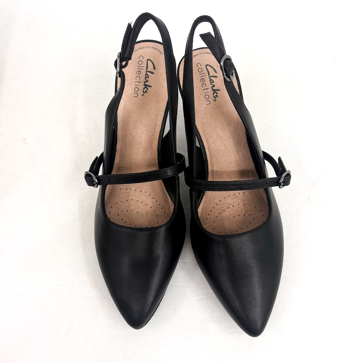 CLARKS Women's Kataleyna Ruby Buckle Dress Pumps Size 8.5 WIDE Black Leather NIB
